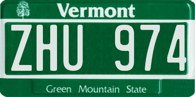 VT license plate ZHU974