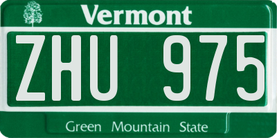 VT license plate ZHU975