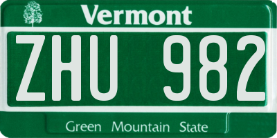 VT license plate ZHU982