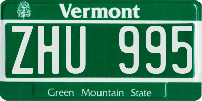 VT license plate ZHU995