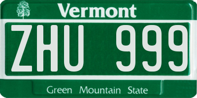 VT license plate ZHU999