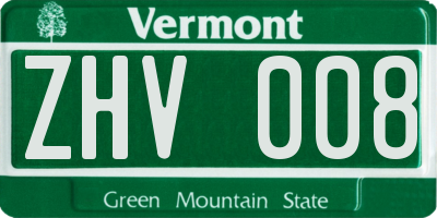 VT license plate ZHV008
