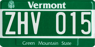 VT license plate ZHV015
