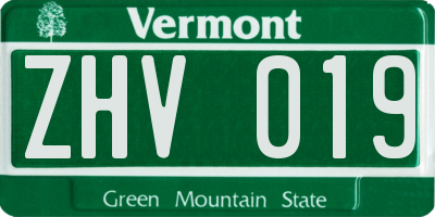 VT license plate ZHV019