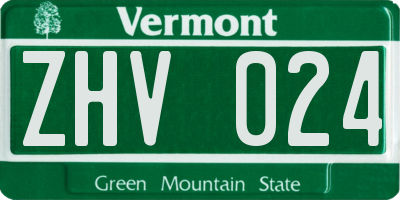 VT license plate ZHV024