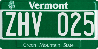 VT license plate ZHV025