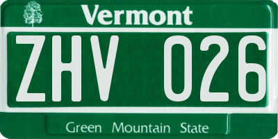 VT license plate ZHV026