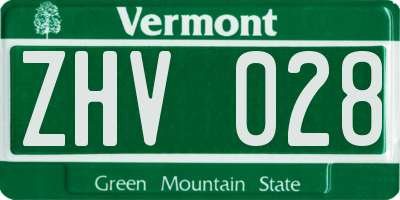 VT license plate ZHV028