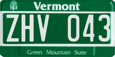VT license plate ZHV043