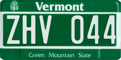 VT license plate ZHV044