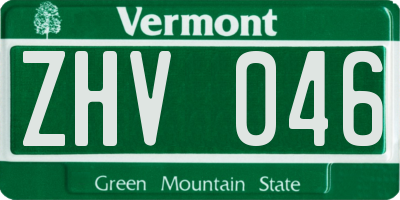 VT license plate ZHV046
