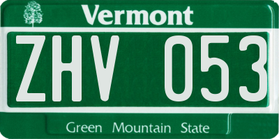 VT license plate ZHV053