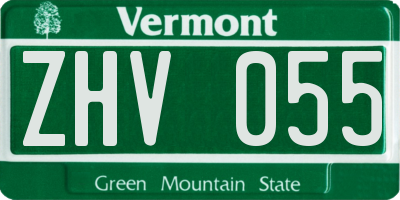 VT license plate ZHV055