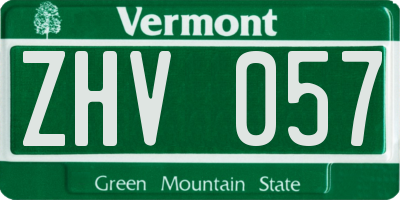 VT license plate ZHV057