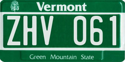 VT license plate ZHV061