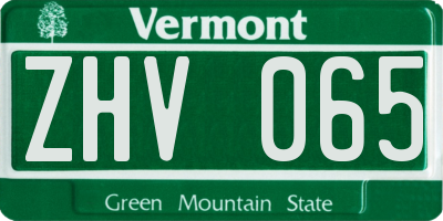 VT license plate ZHV065
