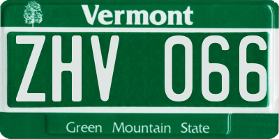 VT license plate ZHV066