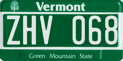 VT license plate ZHV068