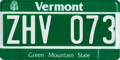 VT license plate ZHV073