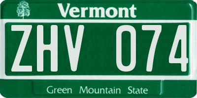 VT license plate ZHV074