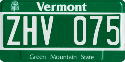 VT license plate ZHV075