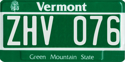 VT license plate ZHV076