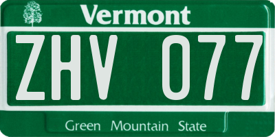 VT license plate ZHV077