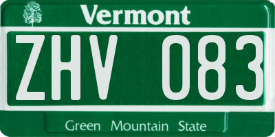 VT license plate ZHV083
