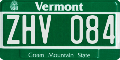 VT license plate ZHV084