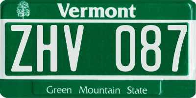 VT license plate ZHV087