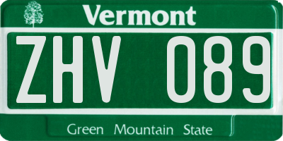 VT license plate ZHV089