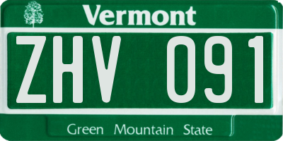 VT license plate ZHV091