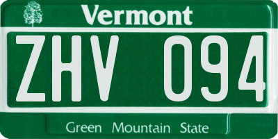 VT license plate ZHV094