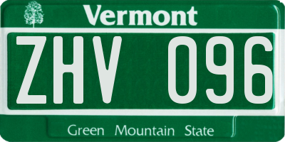 VT license plate ZHV096