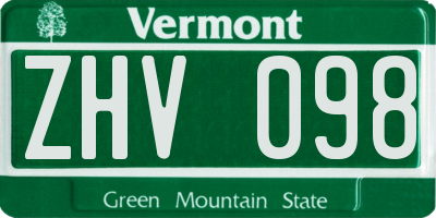 VT license plate ZHV098