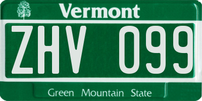 VT license plate ZHV099