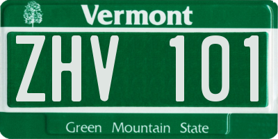 VT license plate ZHV101