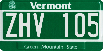 VT license plate ZHV105