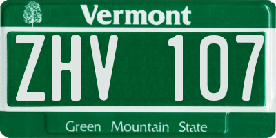 VT license plate ZHV107