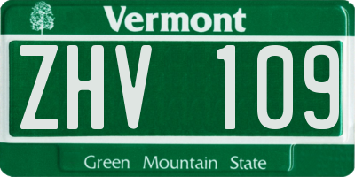 VT license plate ZHV109