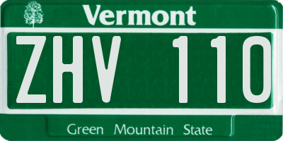 VT license plate ZHV110
