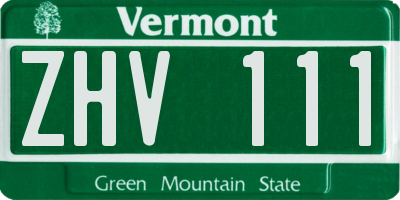 VT license plate ZHV111