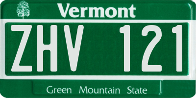 VT license plate ZHV121