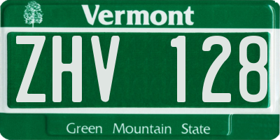 VT license plate ZHV128