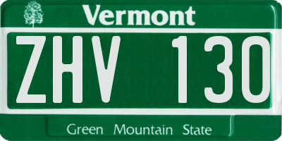 VT license plate ZHV130