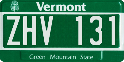 VT license plate ZHV131