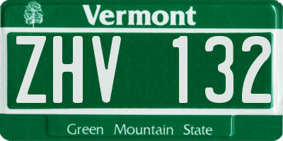 VT license plate ZHV132