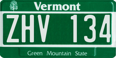 VT license plate ZHV134