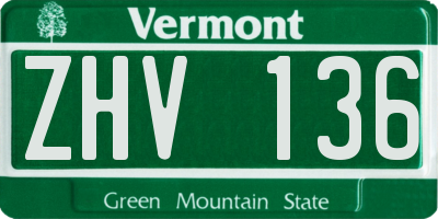 VT license plate ZHV136