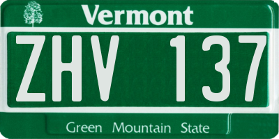 VT license plate ZHV137